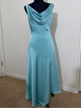 NWT THEIA "Ellery" Satin Cowl Midi in Mist